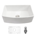 Ceramic Farmhouse Sink Apron Front Single Bowl with Arch Edge - White