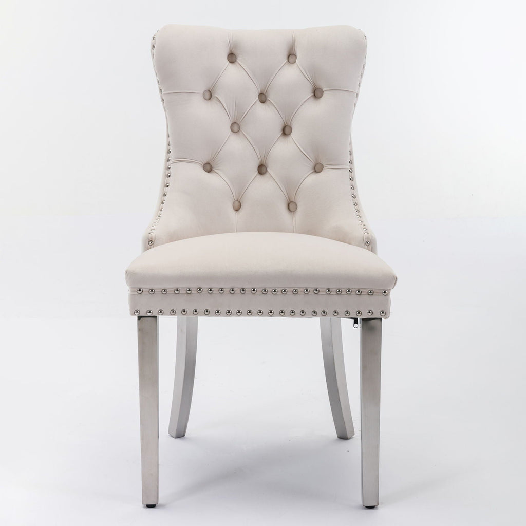 Contemporary Upholstered Dining Chair Set with Nailhead Trim - Multiple Colors