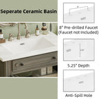 Vintage Bathroom Vanity With Sink and Soft-Close Doors - Dark Gray or White
