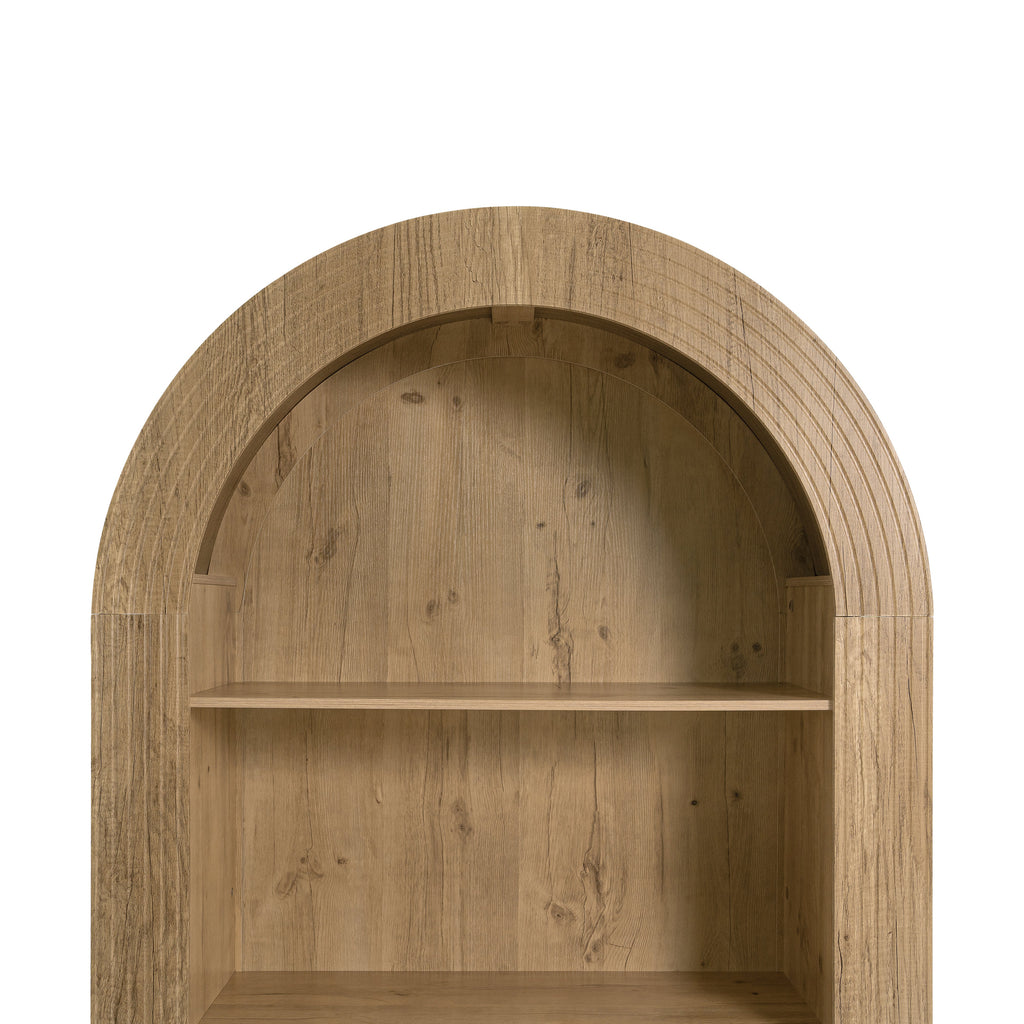 78.74" Tall Arched Bookcase with 4-Tier Shelving - Natural