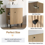 Bathroom Vanity with Single Ceramic Sink and Side Storage - Multiple Colors