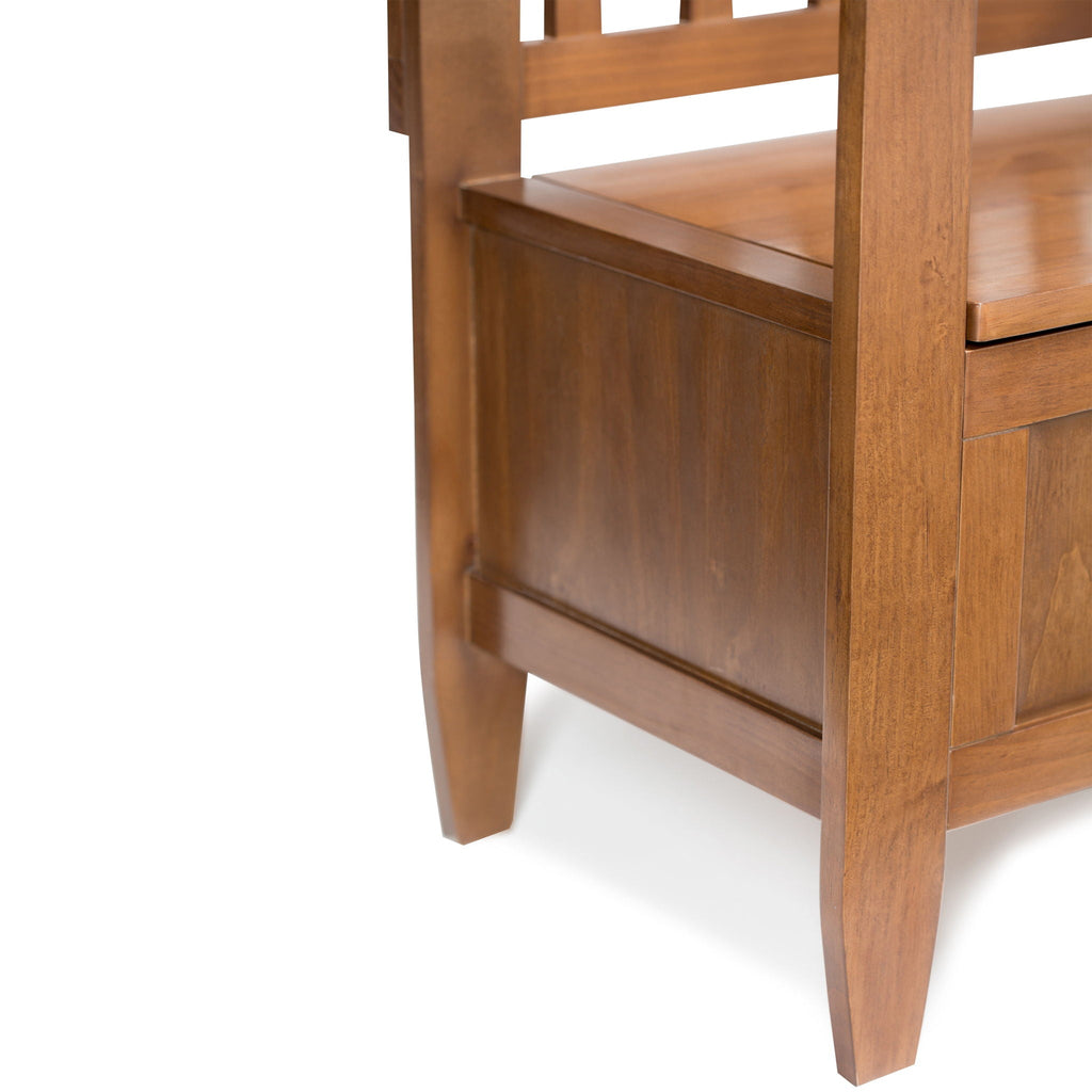 Medium Saddle Brown Entryway Storage Bench with Lift-Up Storage