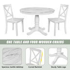 5-Piece Solid Wood Dining Set — White or Dark Gray