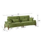 Deep Seated Fabric Stationary Sofa with Plush Pillows - Beige, Green, or Red