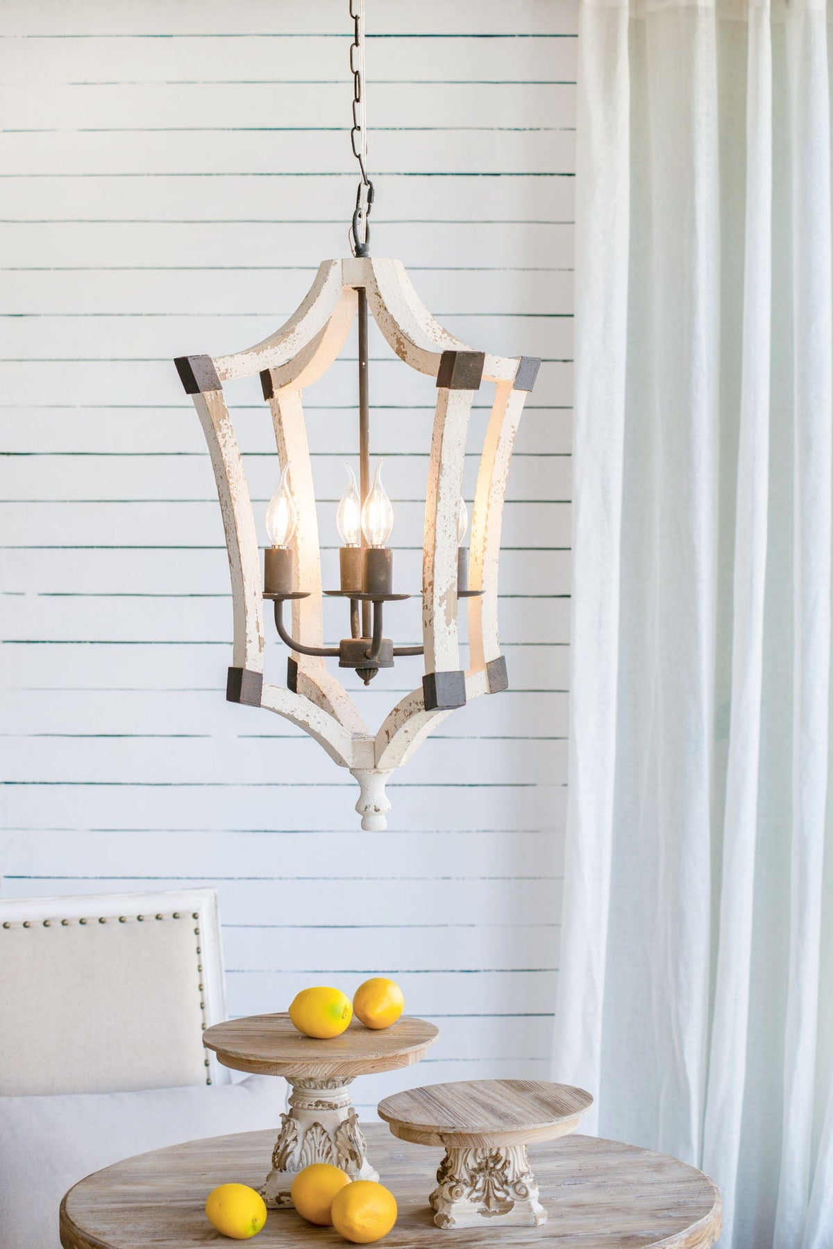 4 Light Chandelier - Cream