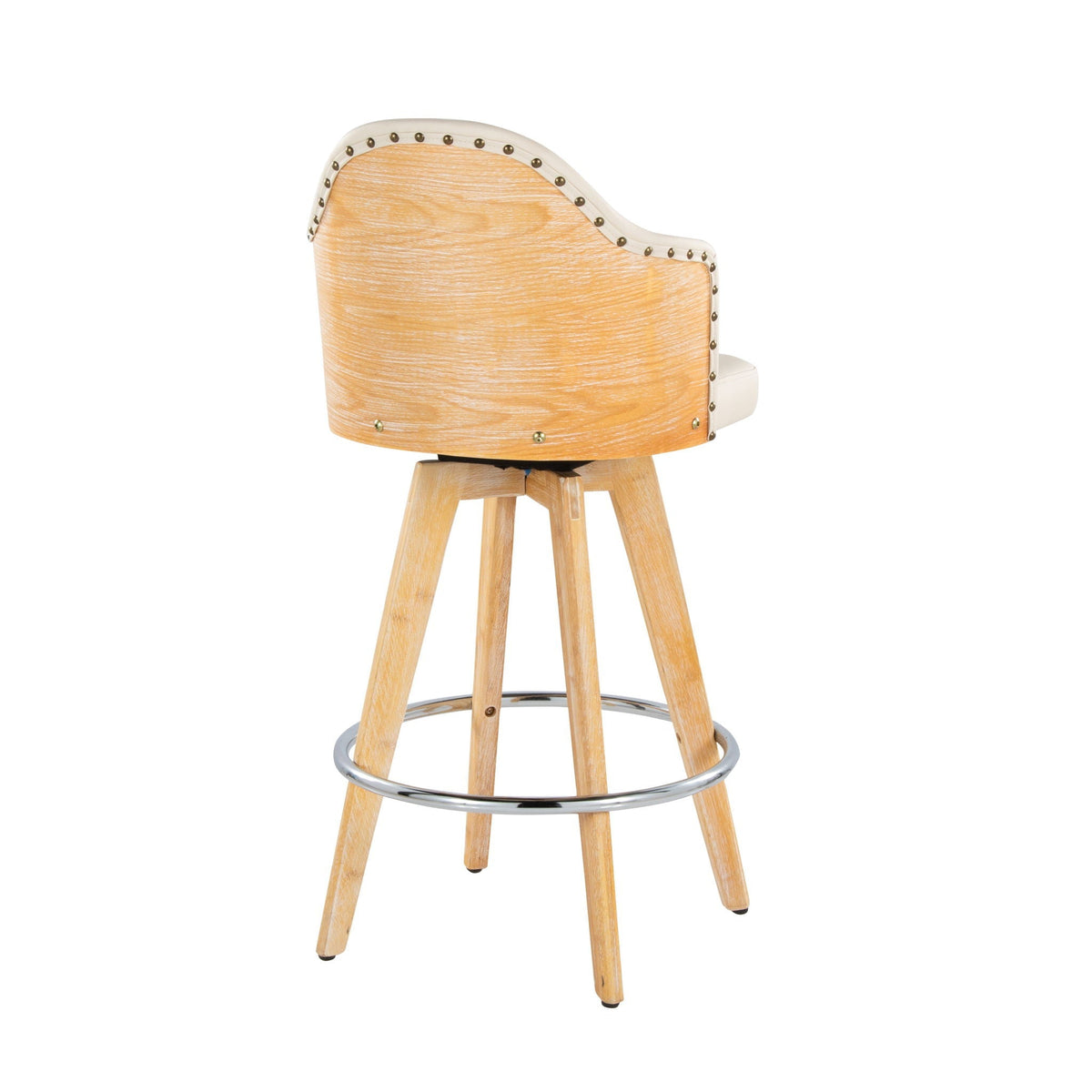Contemporary Fixed Height Counter Stool with Bamboo Back & Swivel - Beige or Dark Gray