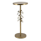 Round Iron Side Table with Botanical Details
