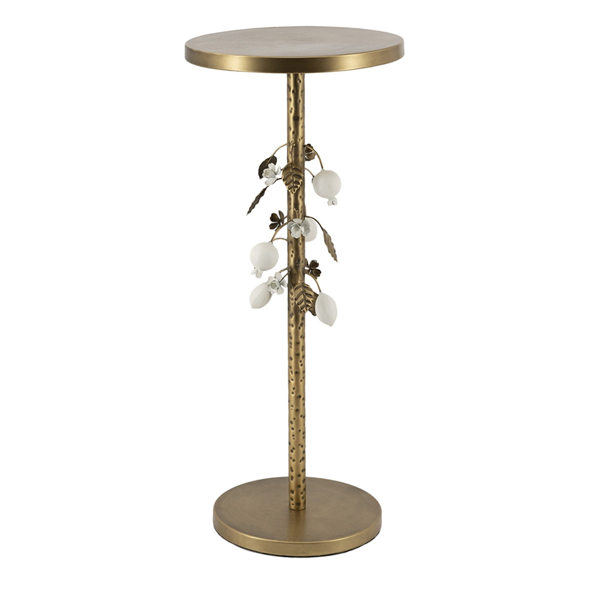 Round Iron Side Table with Botanical Details