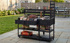 Solid Wood Patio Kitchen Island with Stainless Steel Top - Available in Black, Brown, or Gray