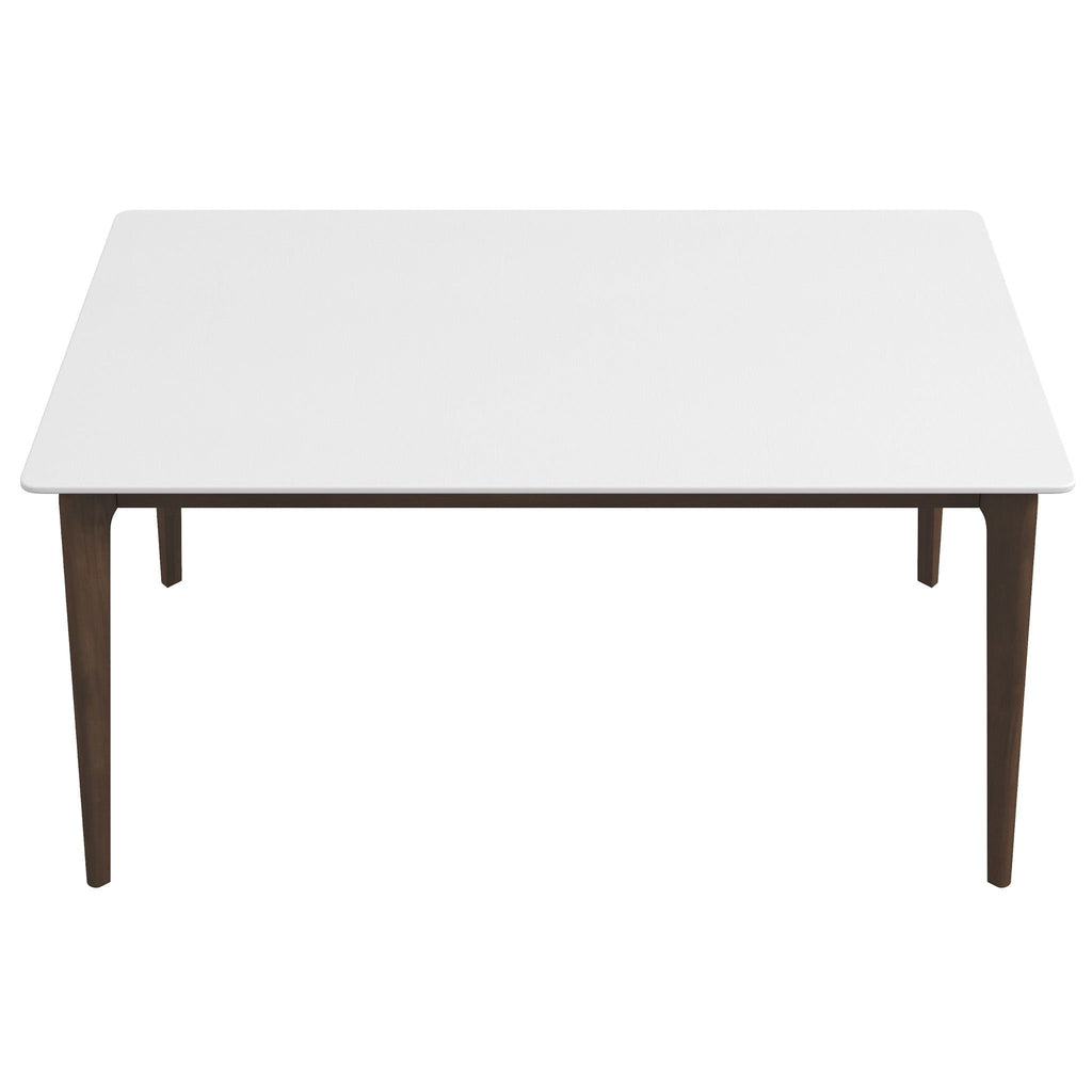 Rectangular Modern Dining Table with Solid Wood Construction – Dark Brown or White