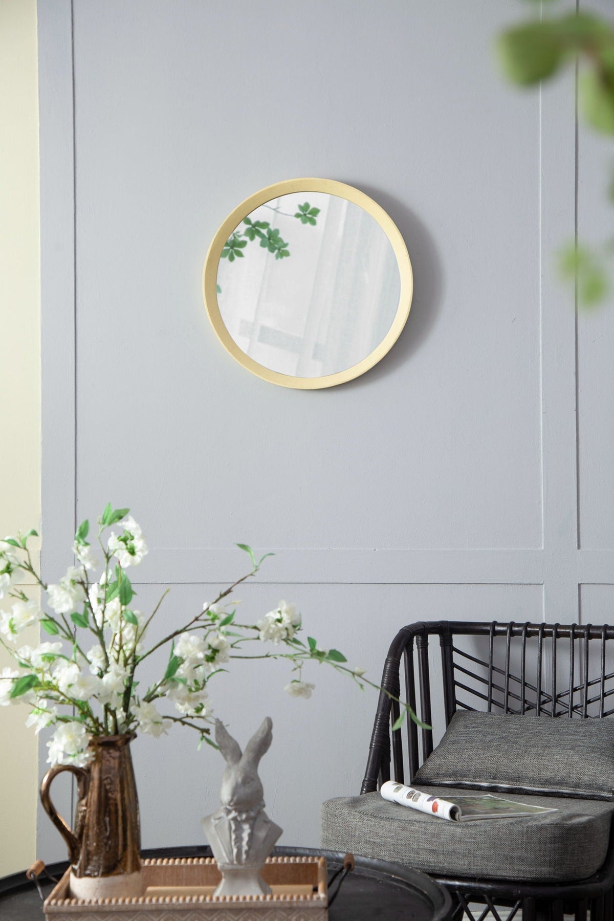 Transitional Mango Wood Wall Mirror with Frame - Multiple Colors