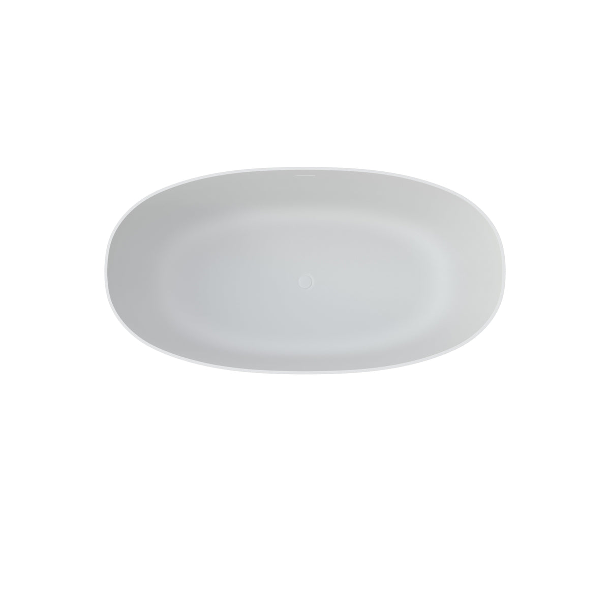 59" Solid Surface Soaking Bathtub with Freestanding Design - Matte White