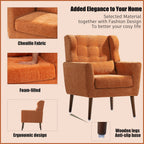 Modern Upholstered Arm Chair with Solid Wood Legs and Pillow - Multiple Colors
