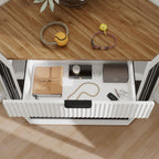 Corner Dog Crate with Fluted Drawer - White or Dark Brown