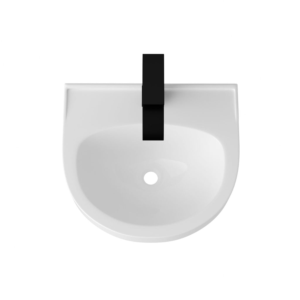 Wall Mounted Bathroom Sink with Towel Bar and Faucet - White / Black