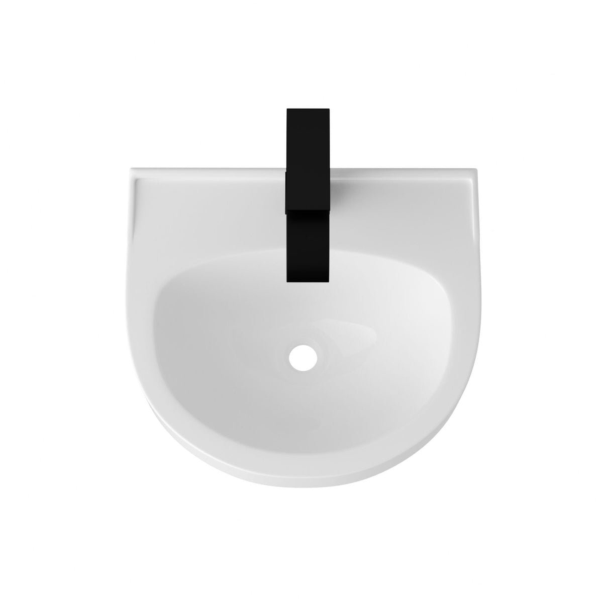 Wall Mounted Bathroom Sink with Towel Bar and Faucet - White / Black
