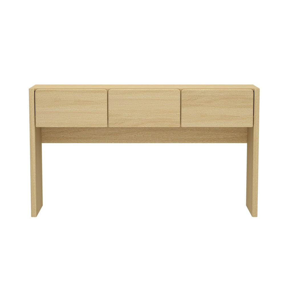Linda Console Table with Three-Drawer Storage - Light Brown, Dark Brown, Dark Gray