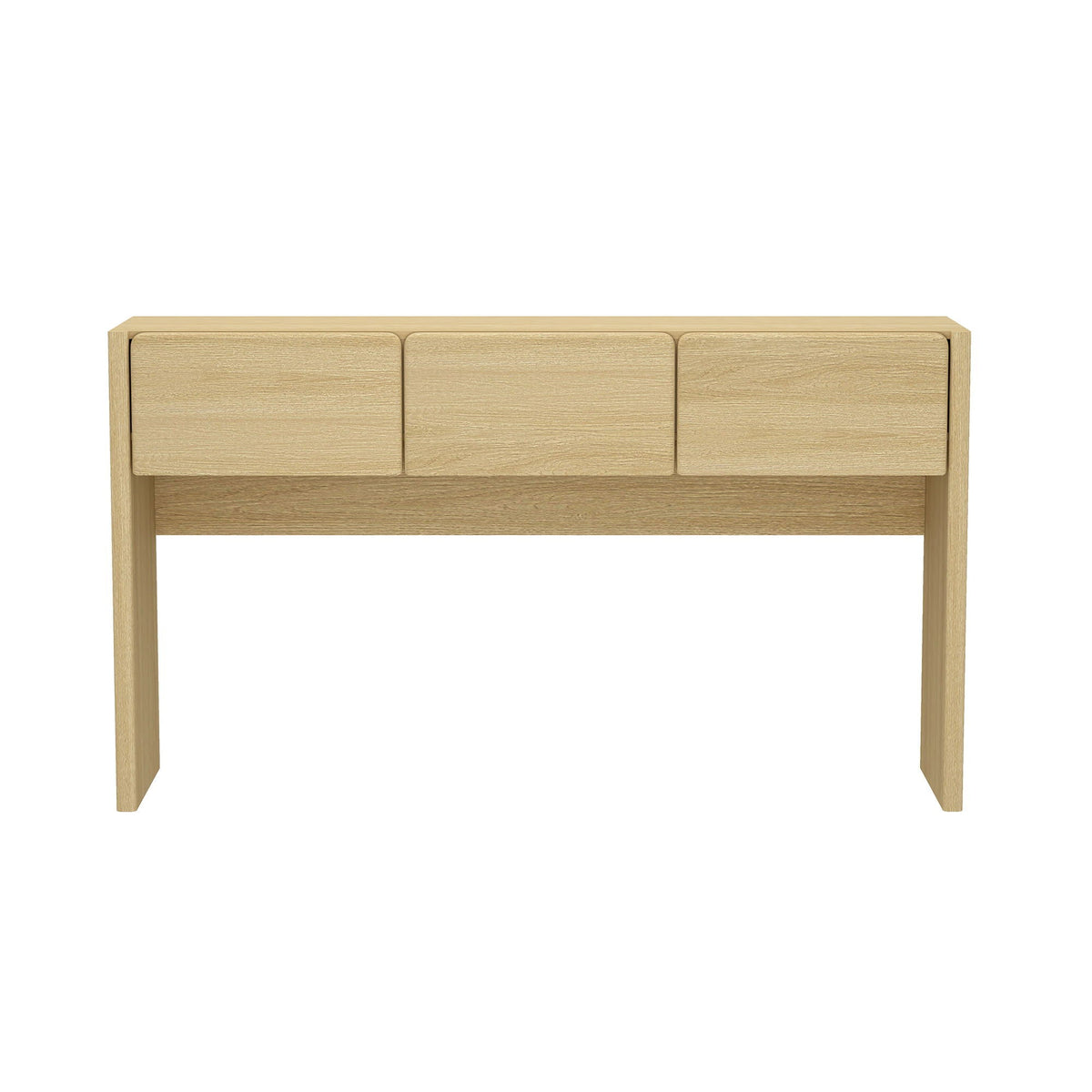 Linda Console Table with Three-Drawer Storage - Light Brown, Dark Brown, Dark Gray
