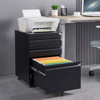 Contemporary 3 Drawer Mobile Filing Cabinet With Lock