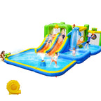 9-in-1 Inflatable Bounce House with Water Features - Multicolor