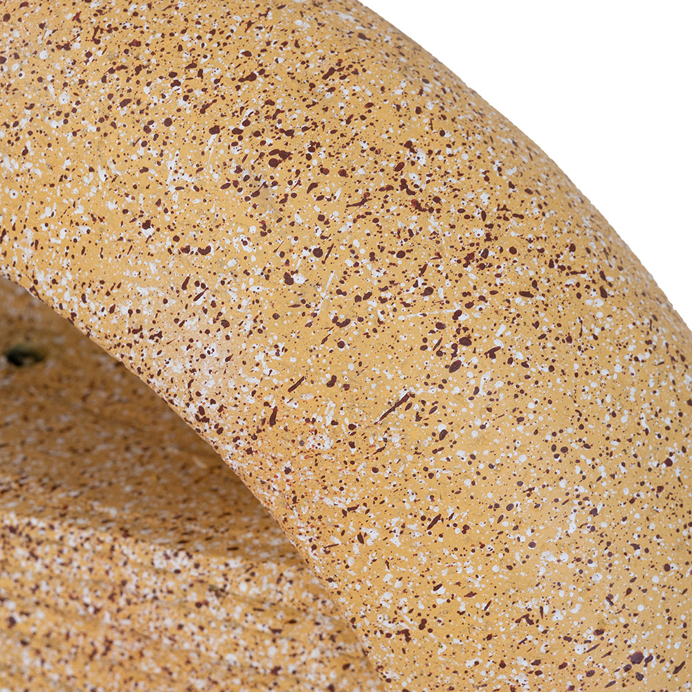 Cement Round Water Fountain with Light and Pump - Beige & Yellow