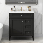 Bathroom Vanity with Ceramic Top Sink and Storage Drawers - Multiple Colors