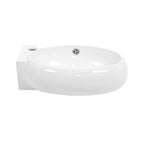 Modern Rectangle Wall Mount Bathroom Sink with Single Faucet Hole - White
