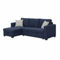 Reversible Sleeper Sectional with Pop Up Bed and Hidden Storage Chaise - Navy