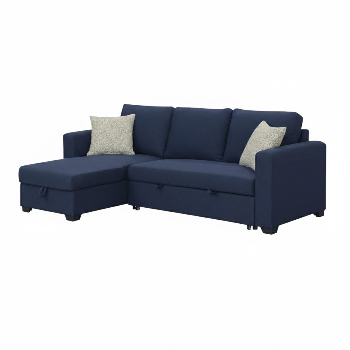 Reversible Sleeper Sectional with Pop Up Bed and Hidden Storage Chaise - Navy