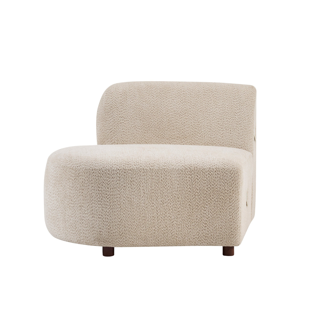 Curved Boucle Sectional Sofa Set with Solid Hardwood Frame - White