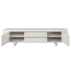 Gloss White TV Stand with Self-Closing Drawers - 94" Wide