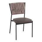 Braided Contemporary Chair Set with Padded Seat - Dark Gray or Blue