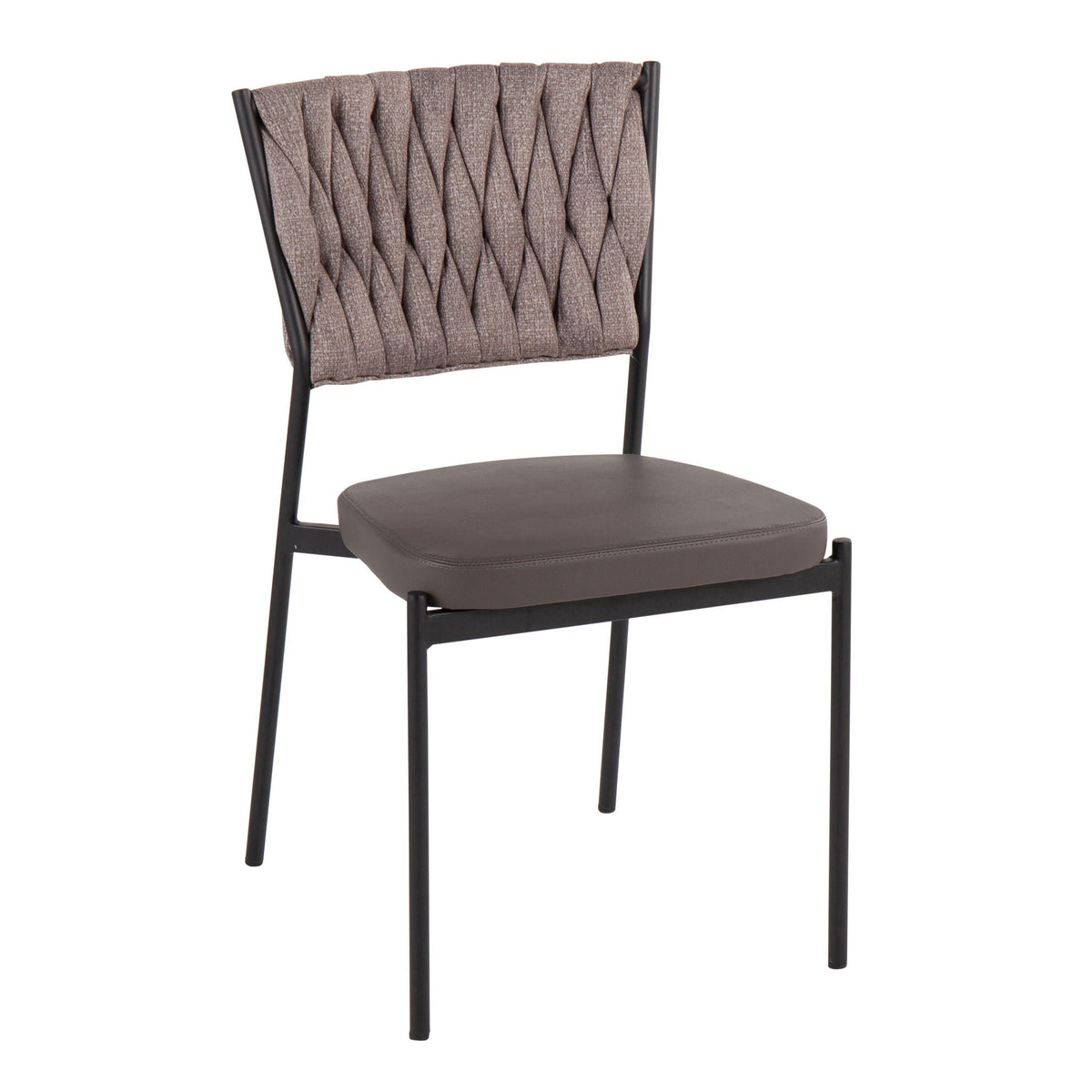 Braided Contemporary Chair Set with Padded Seat - Dark Gray or Blue