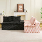 Multifunctional 4-Seater Stationary Sofa with Adjustable Layout - Pink & Black