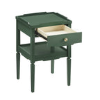 1 Drawer Nightstand with Solid Wood Frame - Blue, Dark Green, or White