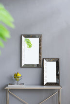 Antique Rectangle Mirror with Floral Accents - Pearl Silver
