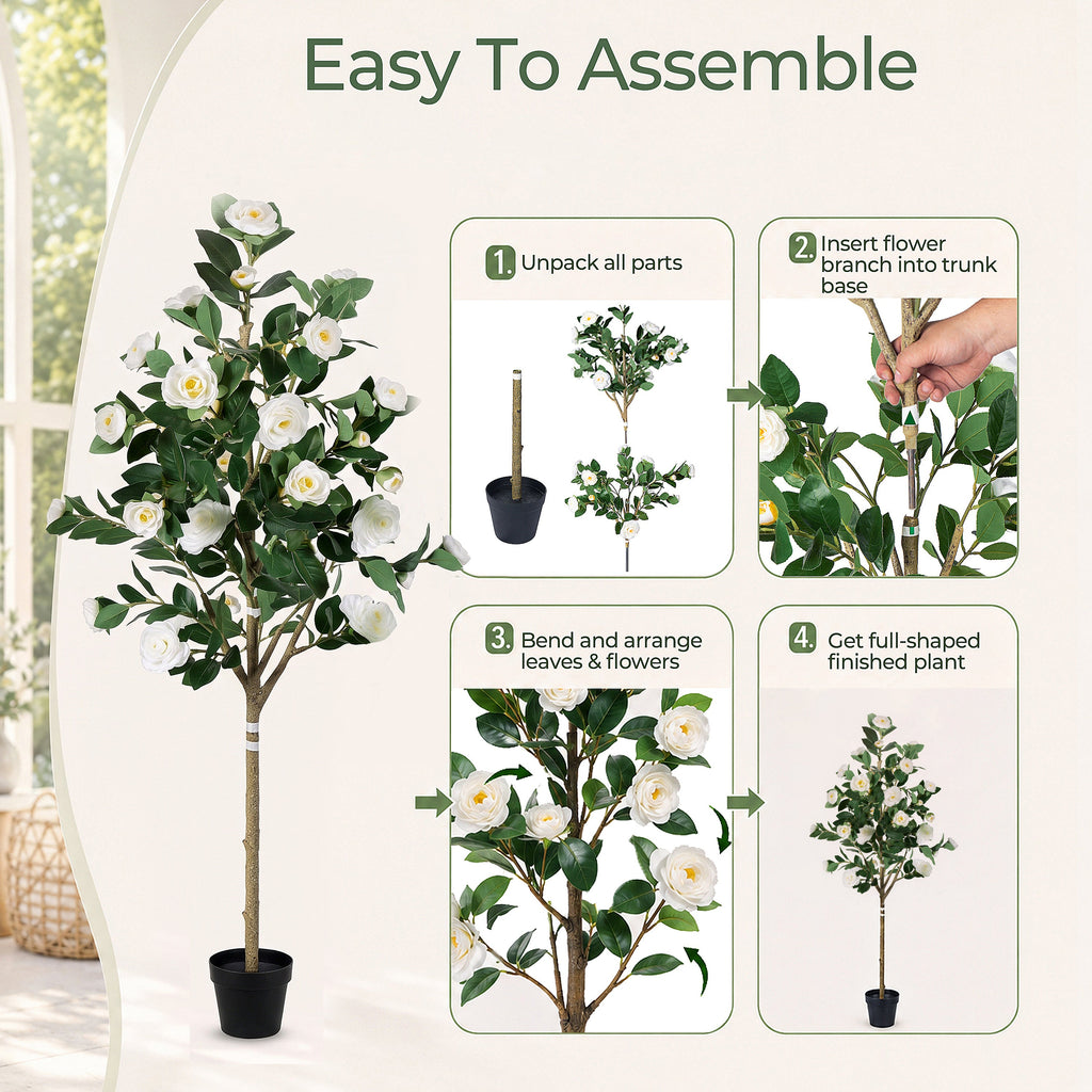 Artificial Camellia Tree - 5FT Faux Indoor Plant