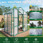 Polycarbonate Walk-In Greenhouse with Raised Base - Green