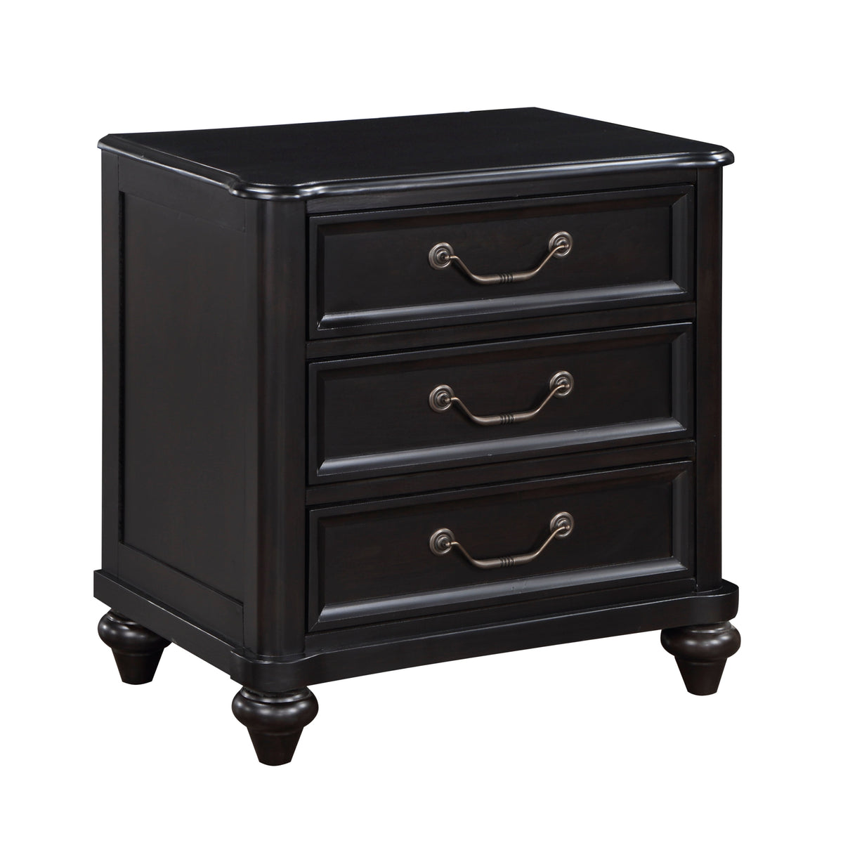 Charcoal Nightstand with Three Drawers - Brown Mix