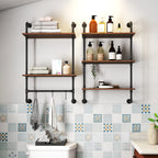 Industrial Pipe Shelf 3-Tier and 2-Tier Wall Mounted Shelves