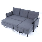 Reversible Chaise Sleeper Sectional Sofa with Storage - Cotton-Linen Upholstery