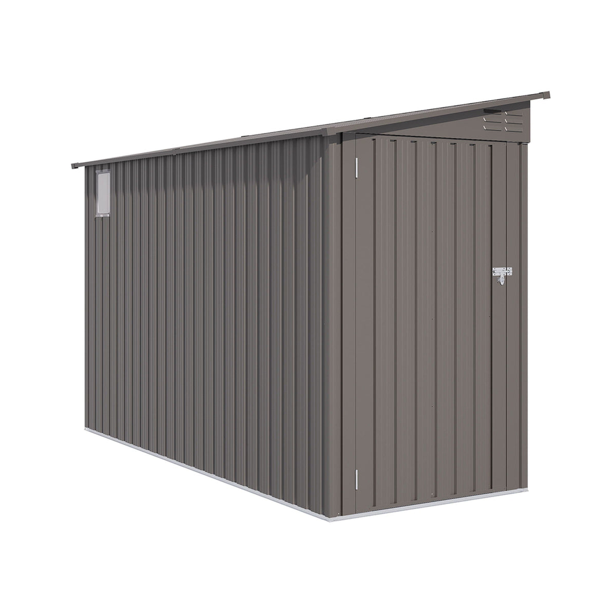 Lean-To Storage Shed with Windows and Sloping Roof - Gray