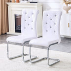 Elegant Design Upholstered Dining Chairs with Crystal Details - Multiple Colors