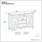 Handcrafted Tall TV Media Stand with Adjustable Storage - Dark Brown, Black, or White