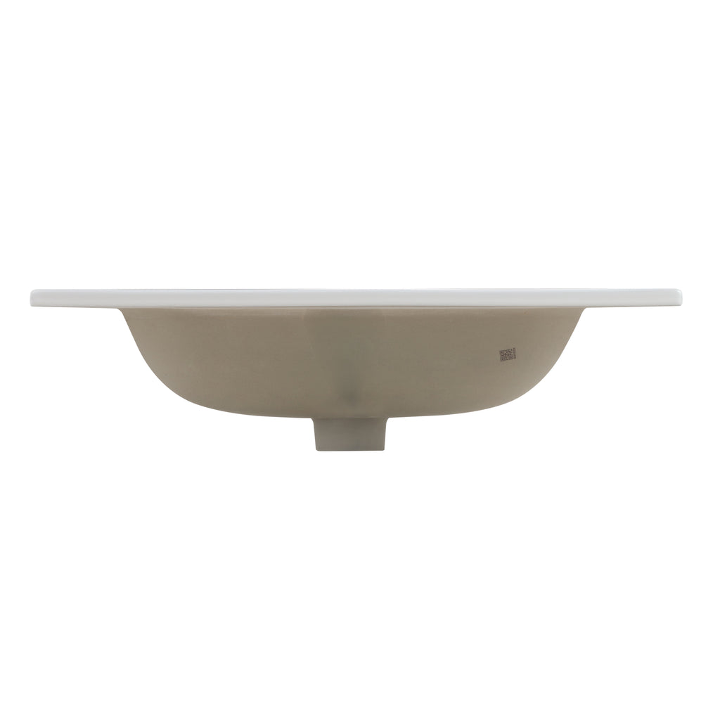 Glossy White Ceramic Integrated Sink with Seamless Design - White