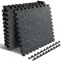 0.6 Inch Thick Gym Floor Mats with Interlocking Design - Black+Blue