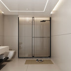 Glass Shower Door with Stainless Steel Handle - Black