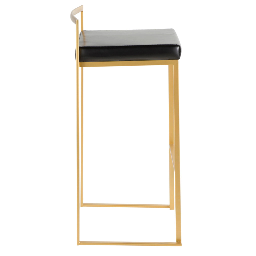 Contemporary Stackable Barstool Set with Upholstered Seat - Multiple Colors