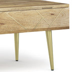 Handcrafted Lift Top Coffee Table with Storage - Light Brown
