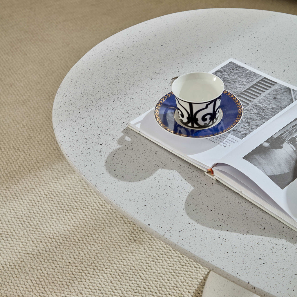 Lucky Stone Shaped Table with Sculptural Base – White, Black, or Gray